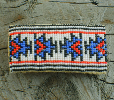 Native American Beaded Barrette - White Large